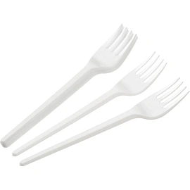 Вилка одноразовая пластиковая Выбор есть белая 165 мм (100 штук в упаковке)