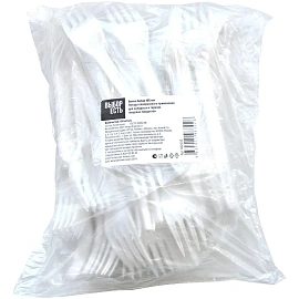 Вилка одноразовая пластиковая Выбор есть белая 165 мм (100 штук в упаковке)