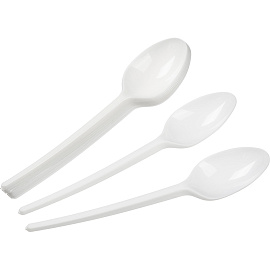 Ложка одноразовая столовая пластиковая Выбор есть белая 165 мм (100 штук в упаковке)