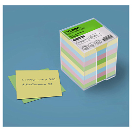 Блок для записей СТАММ "Имидж", 8*8*8см, пластиковый бокс, цветной