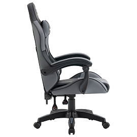 Кресло компьютерное DEFENDER "Strider", 2 подушки, ткань/экокожа, черное/серое, 64056