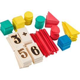 Касса цифр и фигур Можга Учись считать (деревянная, 128 штук)
