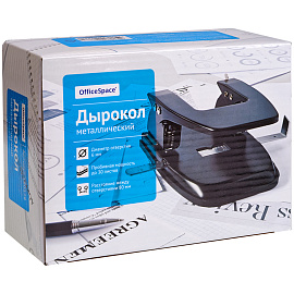 Дырокол OfficeSpace 30л., металлический, черный, с линейкой фото Дырокол OfficeSpace 30л., металлический, черный, с линейкой