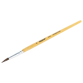 Кисть ПИФАГОР, ПОНИ, круглая, № 4, деревянная лакированная ручка, с колпачком, 200833 фото Кисть ПИФАГОР, ПОНИ, круглая, № 4, деревянная лакированная ручка, с колпачком, 200833