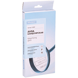 Лупа OfficeSpace, 90мм, 3-х кратное увеличение, карт. коробка, европодвес фото Лупа OfficeSpace, 90мм, 3-х кратное увеличение, карт. коробка, европодвес