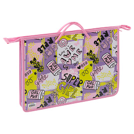 Папка с ручками А4 ArtSpace "City Girl", пластик, на молнии, 45мм