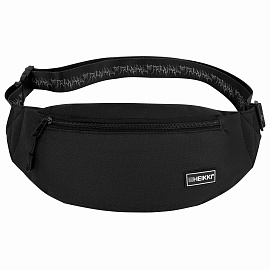 Сумка на пояс HEIKKI RIO (ХЕЙКИ), два отделения, регулируемый ремень, черная с белым, 38х12х8 см, 272617