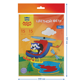 Фетр Мульти-Пульти, А4, 15л., 15цв., 1мм, "Приключения Енота
