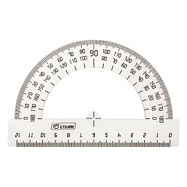 Транспортир 12см, 180° СТАММ, полистирол, прозрачный бесцветный