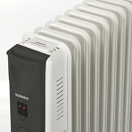 Обогреватель масляный SONNEN DFS-11, 2500 Вт, 11 секций, белый, 453500