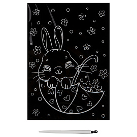 Гравюра с мультицветной основой ТРИ СОВЫ "Зайчик", А5 фото Гравюра с мультицветной основой ТРИ СОВЫ "Зайчик", А5