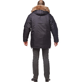 Куртка рабочая зимняя мужская Аляска удлиненная-КУ черная из ткани оксфорд (размер 52-54, рост 170-176)