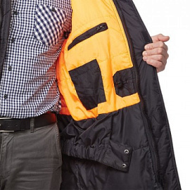 Куртка рабочая зимняя мужская Аляска удлиненная-КУ черная из ткани оксфорд (размер 52-54, рост 170-176)