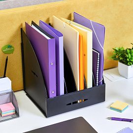 Лоток вертикальный для бумаг 240 мм Attache пластиковый чёрный 5 отделений