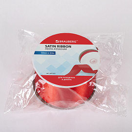 Лента атласная ширина 50 мм, длина 23 м, красная, BRAUBERG, 591521 фото Лента атласная ширина 50 мм, длина 23 м, красная, BRAUBERG, 591521
