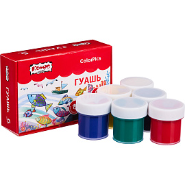Гуашь Комус Класс ColorPics 6 цветов по 10 мл