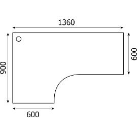 Стол эргономичный СП-Бюджет 2364 левый (орех французский, 1360х900х740 мм)