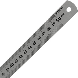 Линейка Attache 50 см металлическая серебристая две шкалы