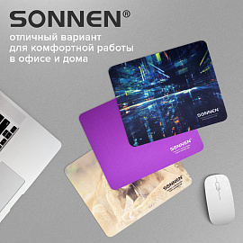 Коврик для мыши SONNEN "PURPLE", резина + ткань, 220х180х3 мм, 513307