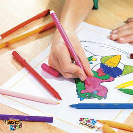 Фломастеры Bic Visa 12 цветов с вентилируемыми колпачками смываемые