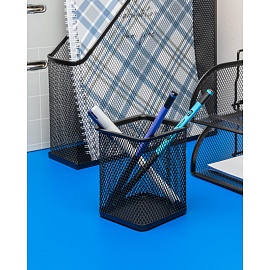 Подставка-стакан для канцелярских принадлежностей Attache черная 8x8x10 см (металлическая сетка)