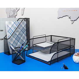 Подставка-стакан для канцелярских принадлежностей Attache черная 8x8x10 см (металлическая сетка)