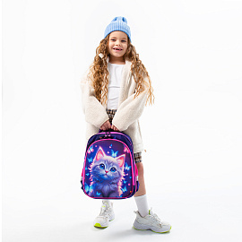 Ранец BRAUBERG KIDS STANDARD, 2 отделения, Curious cat, 36х28х14 см, 273145