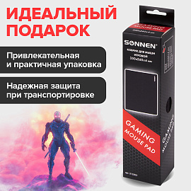 Коврик для мыши игровой SONNEN "ASSAULT", резина + ткань, 350х260х4 мм, 513303