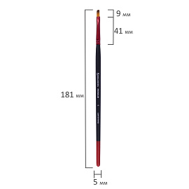 Кисть синтетика, плоская № 4, BRAUBERG PREMIUM, 201013