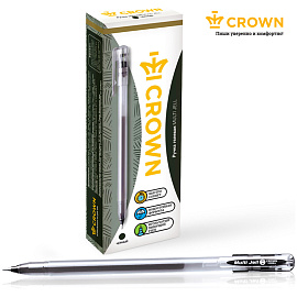 Ручка гелевая Crown "Multi Jell" черная, 0,4мм, игольчатый стержень