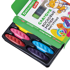 Восковые мелки фигурные BRAUBERG KIDS "Батоны", 12 цветов, 273093