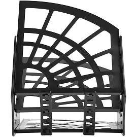 Лоток для бумаг веерный СТАММ "Эконом", 3-х секционный, черный