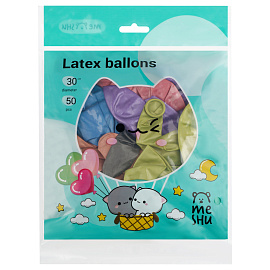 Воздушные шары, 50шт., М12/30см, MESHU, хром, ассорти