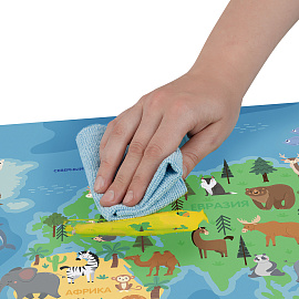 Клеенка для уроков труда Мульти-Пульти "Карта мира", 50*70см, ПВХ