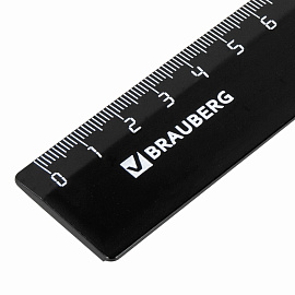Линейка пластик 30 см, BRAUBERG, черная, 210612