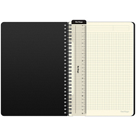 Бизнес-тетрадь В5+, 80л., Berlingo "Steel&Style", клетка, на гребне, 80г/м2, пластик. (полифом) обложка, линейка-закладка, серебристый металлик