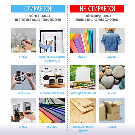 Маркер меловой "POP-ART" БЕЛЫЙ, 15 мм, стираемый, для гладких поверхностей, BRAUBERG, 151537