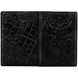 Обложка для паспорта OfficeSpace "Герб", экокожа, черный