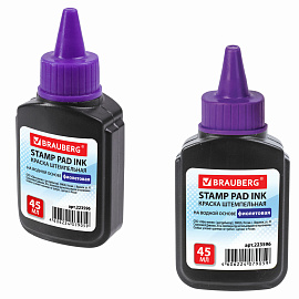 Краска штемпельная BRAUBERG, фиолетовая, 45 мл, на водной основе, 223596 фото Краска штемпельная BRAUBERG, фиолетовая, 45 мл, на водной основе, 223596