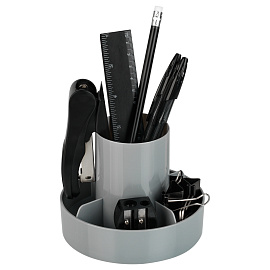 Настольная подставка СТАММ "Метеор", пластиковая, серая фото Настольная подставка СТАММ "Метеор", пластиковая, серая