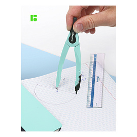 Готовальня Berlingo "Instinct", 2 предмета, циркуль 135мм, мятный, пластиковый футляр фото Готовальня Berlingo "Instinct", 2 предмета, циркуль 135мм, мятный, пластиковый футляр