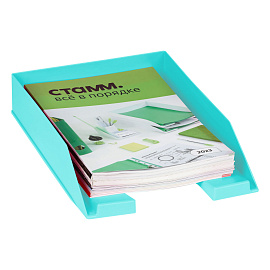 Лоток для бумаг горизонтальный СТАММ "Фаворит", мятный фото Лоток для бумаг горизонтальный СТАММ "Фаворит", мятный