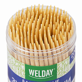Зубочистки бамбуковые 200 штук в диспенсере, WELDAY (ВЭЛДЭЙ), 607567