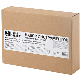 Набор инструментов столярно-слесарный, 84 предмета, пластиковый кейс, ГРАНДМАСТЕР, 671331