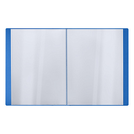 Папка с 40 вкладышами СТАММ "Кристалл" А4, 21мм, 700мкм, пластик, синяя фото Папка с 40 вкладышами СТАММ "Кристалл" А4, 21мм, 700мкм, пластик, синяя