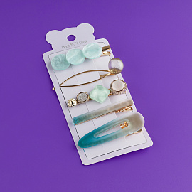 Заколки для волос MESHU, цвет бирюза, 5шт., европодвес фото Заколки для волос MESHU, цвет бирюза, 5шт., европодвес