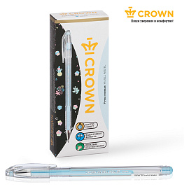 Ручка гелевая CROWN "Hi-Jell Pastel", ГОЛУБАЯ ПАСТЕЛЬ, узел 0,8 мм, линия письма 0,5 мм, HJR-500P