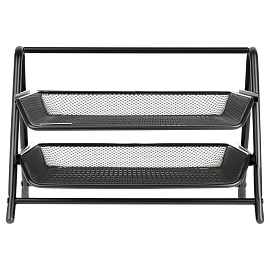 Лоток для бумаг горизонтальный СТАММ, 2 секции, металл, черный