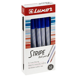 Ручка шариковая Luxor "Stripes" синяя, 0,7мм фото Ручка шариковая Luxor "Stripes" синяя, 0,7мм