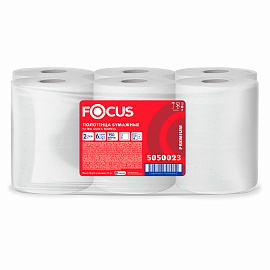 Полотенца бумажные рулонные Focus H1 2-слойные белые 6 рулонов по 150 метров (5050023)
